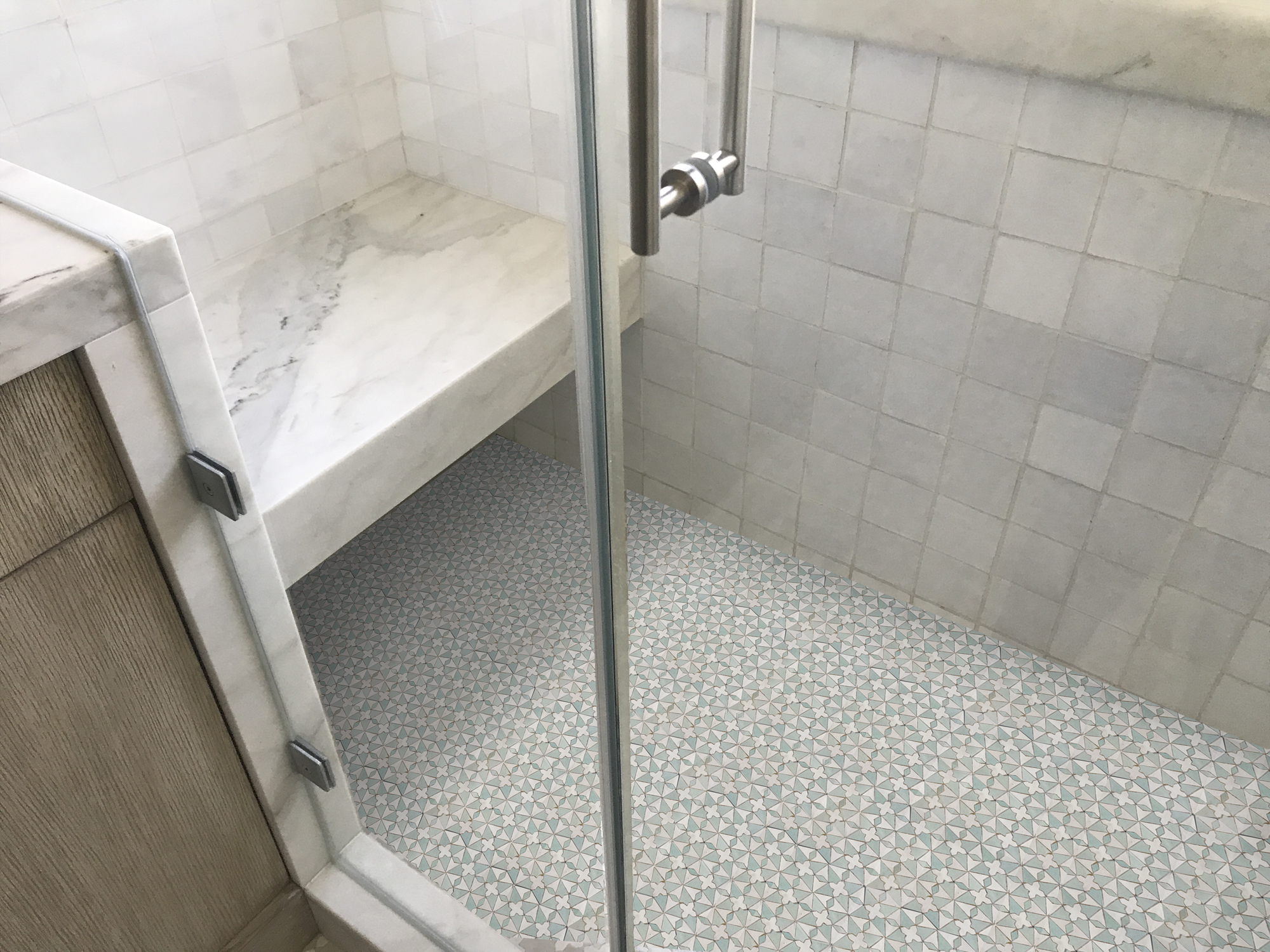 Mosaic House Moroccan tile Trocadero 1-30 White Celadon Green  zellige, mosaic, zellij, field, pattern, glaze, intricate, traditional, classic 